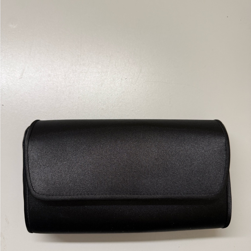 La Regale Black Satin Clutch Crossbody with Tassel